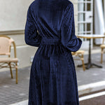 Zeagoo Velvet Dress V-Neck Long Sleeve Stretch Mini Dress