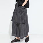 Womenâ€˜s Vertical Striped Wide-leg Cropped Trousers