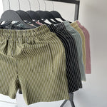 Cotton Striped 3-quarter Casual Shorts