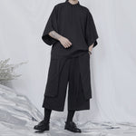 Loose Stand Collar Half Sleeve Shirt