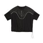 Women's Loose Drawstring Zipper T-shirt