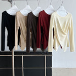 Irregular Hem Cross-over Knit Sweater