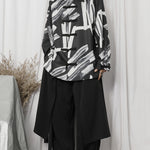 Stand Collar Button Down Loose Long Sleeve Shirt