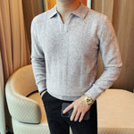 Lyocell V-neck Collared Slim Fit Knit Sweater