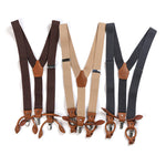 Adjustable Detachable Y Back Leather Suspenders Braces