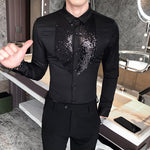 Slim Fit Sequin Long Sleeve Shirt