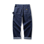 Raw Denim Multi-pocket Striped Outdoor Cargo Pants