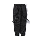 Black Slim-fit Multi-pocket Casual Pants