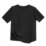 Draped Hem Pleated Patchwork T-shirt