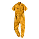 Retro Casual Multi-Pocket Short Sleeve Jumpsuits