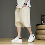 Linen Loose-fitting Low-rise Baggy Casual Shorts