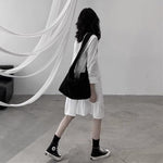 Black Drawstring Nylon Shoulder Bag