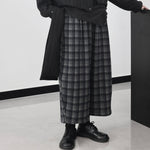 Loose-fitting Retro Wool Plaid Wide-leg Pants