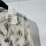 Semi-sheer Printed Loose-fit Long-sleeve Shirt