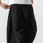Cotton and Linen Cuffed Wide Leg Harem Pants