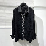 Dark Embroidered Loose Retro Shirt