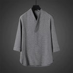 Vintage Ice Silk Loose Zen Clothes Half Sleeve T-shirt Drawstring Pants Two-Piece Set
