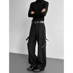 Metal Buckle Draped Casual Trousers
