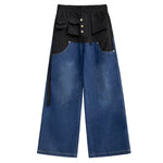 Patchwork Loose Straight Pants