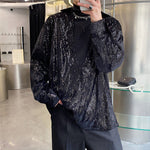 Vintage Deep V-neck Sequined Shirt