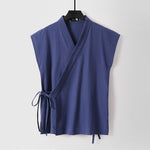 Two Piece Vest Sleeveless Cotton And Linen Suit