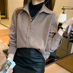 Spring and Autumn Thickened Solid Color Loose Shirt