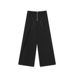 Metal Zipper Wide Leg Straight Casual Floor Mopping Trousers