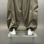 Loose-fitting Curved Elastic Waist Casual Pants