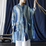 Vintage Ramie Loose Ethnic Shirt Mid-Length Jacket