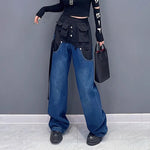 Patchwork Loose Straight Pants