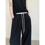 Retro High Waist Drape Striped Casual Pants