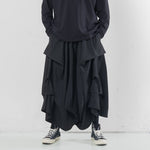 Multi-layered Pleated Cropped Wide-leg Pants Hakama