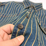 Vintage Distressed Washed Denim Striped Shirt