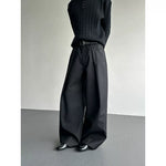Pleated Deconstructed Rolled-up Hem Loose-fitting Wide-leg Pants
