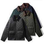 Corduroy Collar Diamond Pattern Casual Cotton Jacket