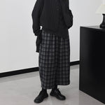 Loose-fitting Retro Wool Plaid Wide-leg Pants