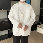 V-neck Loose Casual Short Vertical Striped Jacket