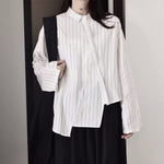 Striped Irregular Long-sleeved Shirt
