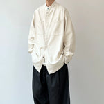 Stand Collar Solid Color Loose Casual Shirt
