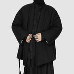 Zen-inspired Diagonal-front Tie Cotton Coat
