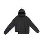 Hooded Loose Black Irregular Hem Sweatshirt