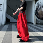 Scimitar Button Loose Casual Wide-leg Pants