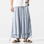 Japanese Style Cotton and Linen Side Strap Two-piece Culottes