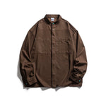 Stand Collar Solid Color Loose Casual Shirt