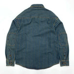 Vintage Distressed Washed Denim Striped Shirt