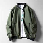 Stand Collar Zip Slip Pocket Baseball Jacket