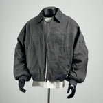 Retro Multi-pocket Color-blocked Lapel Work Jacket