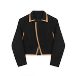 Retro Color-blocked Short Woolen Jacket