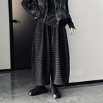 Retro Woolen Loose Plaid Wide-leg Casual Pants