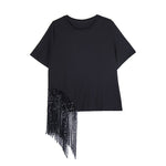 Heavy Tassel Round Neck Loose T-Shirt